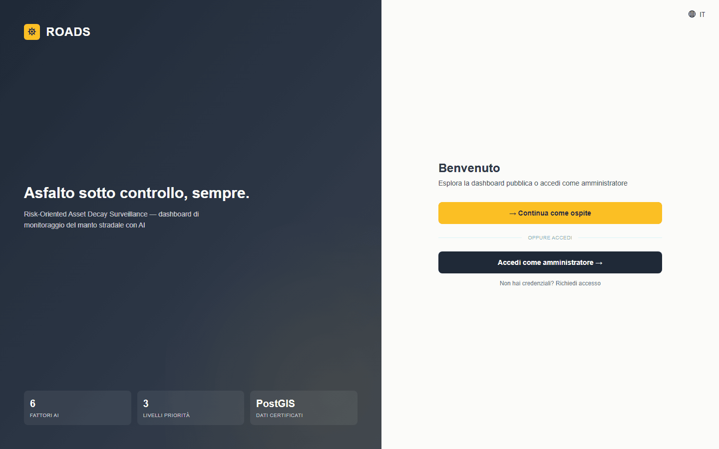 ROADS è la dashboard pubblica di IgniCraft per monitorare lo stato delle strade comunali e generare piani di intervento. Censimento, sei fattori di rischio AI, tre livelli di priorità: come è fatta e a chi serve.